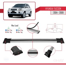 Hyundai Tucson 2004-2009 Arası ile Uyumlu Fly Model Ara Atkı Tavan Barı Gri 3 Adet Bar