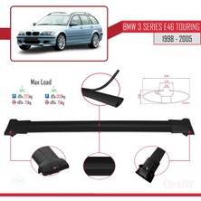 Bmw 3 Serisi (E46) Tourıng 1998-2005 Arası ile Uyumlu Fly Model Ara Atkı Tavan Barı Siyah 3 Adet Bar