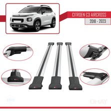 Citroen C3 Aircross 2018 ve Sonrası ile Uyumlu Fly Model Ara Atkı Tavan Barı Gri 3 Adet Bar