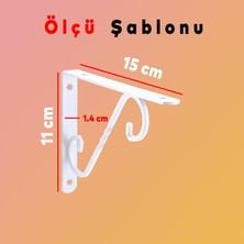 Badem10 Raf Altı Raf Tutucu Ayak Ferforje Beyaz 150X110 mm 2 Adet