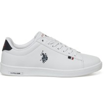 U.S. Polo Assn. Beyaz Unisex Sneakers Suni Deri Malzeme ile Düz Tabanlı Rahat Ayakkabı