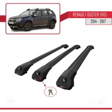 Omad Renault Duster (Hs) 2014-2017 Arası ile Uyumlu Ace-1 Ara Atkı Tavan Barı Siyah 3 Adet Bar