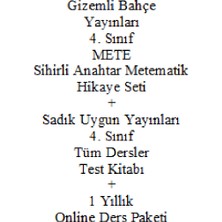 4. Sınıf Hikaye Kitabı Seti Gizemli Bahçe Yayınları Mete Sihirli Anahtar Metematik Yeni + Sadık Uygun Yayınları 4. Sınıf Tüm Dersler Test Kitabı Yeni + 1 Yıllık Online Ders Paketi Yeni