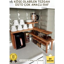 K&G Foot Rest K&g Collection, Ahşap Mutfak Köşe Rafı Tezgah Üstü Düzenleyici Banyo Mutfak Rafı Baharatlık Demonte