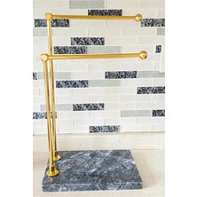 Yaren Style Mermer Ayaklı Gold Metal Banyo El Havluluk Kağıt Havluluk Standı