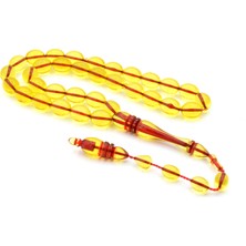 Murty99 Usta Işi Arpa Kesim Zeytinyağı Rengi Toz Pres Kehribar Tesbih Dev Boy