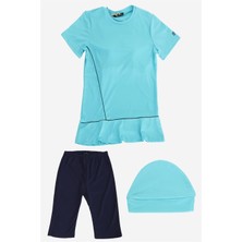 Plistre 2155_Biyeli Boneli Yarı Kapalı 3'lü Tesettür Mayo