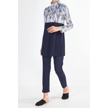 Plistre 2156_Desenli Tam Kapalı 3'lü Tesettür Mayo