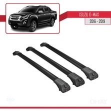 OMAY Isuzu D-Max 2016-2019 Arası ile Uyumlu Ace-1 Ara Atkı Tavan Barı Siyah 3 Adet Bar