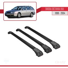 OMAY Skoda Octavia (1u) 1998-2004 Arası ile Uyumlu Ace-1 Ara Atkı Tavan Barı Siyah 3 Adet Bar