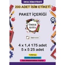 Lizpo Decor Kişiye Özel Okul Etiketi Kalem Defter Sticker Okula Dönüş Boya Kalemli 200 Adet