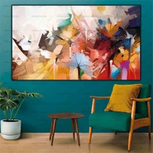 Tablo Dekor Renkli Bahar Çiçekleri Yaglı Boya Dokulu Tablo