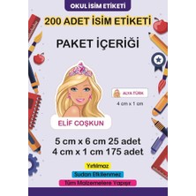 Lizpo Decor Kişiye Özel Okul Etiketi Barbie Sticker Okula Dönüş Renkli Eğlenceli 200 Adet