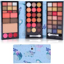 (Kırılabilir) 3 Katlı Cüzdan Far - Allık - Pudra Seti Ayıcık Desenli Mavi