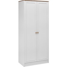 Venatto Smart M 2 Kapılı Dolap %100 MDF Beyaz - Meşe Renk Modern Tasarım Ayna Yok