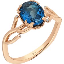 Sirius Pırlanta Pırlanta ve London Blue Topaz Taşlı Hayat Ağacı Yüzük 0441R0010