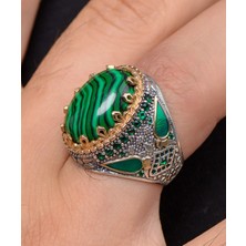 Prestige Gümüş Malakit Taşlı 925 Ayar Gümüş Erkek Yüzüğü