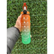 Durable 1000 ml Orange Motivasyonel Pipetli Su Matarası Tritan Spor Su Şişesi Bpa Içermez ( Sticker Hediye )