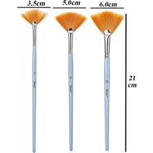 Artlantis Yelpaze Fırça Seti 4-8-12 1 Paket Sentetik Kıl Yelpaze Brons Fırça Sanat ve Hobi Akrilik Boya Yağlı Boya Guaj Boya