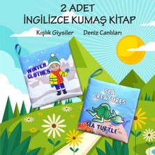 Alithestereo LISINYA247 2 Kitap  Ingilizce Kışlık Giysiler ve Deniz Canlıları Kumaş Sessiz Kitap Alithestereo