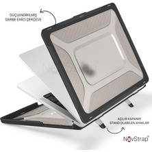 Novstrap Apple MacBook Air M1 Çip A2337 A1932 A2179 13.3 Uyumlu Kılıf Armor Zırh Kılıf Standlı Kapak