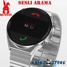 Rabbit Store Samsung Uyumlu Akıllı Saat Konuşma Özellikli Yuvarlak Metal Kordon