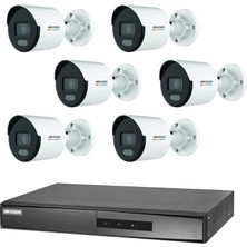 Hikvision 6 Kameralı 2 Mp Colorvu Ip Güvenlik Kamera Seti (Dahili Mikrofonlu)