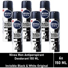 Nivea Men Deodorant Invisible Black White Original 150 ml - 6'lı Paket