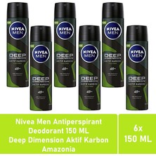 Nivea Men Deodorant Deep Dimension Amazonia 150 ml - 6'lı Paket