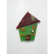 Es Dekor Füzyon Ev Duvar Panosu Yeşil Ev Cam El Yapımı Nazar Boncuklu Nazarlık Asmalık Biblo