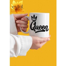 Eylül Design Queen Yazılı Eğlenceli Özel Tasarım Baskılı Kupa Bardak Hediye Çay-Kahve Bardağı