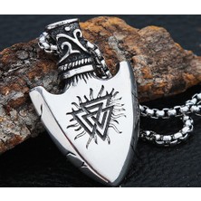 Viking Çift Taraflı Kullanım Viking Mızrak Kolye / Viking Güç Simgesi ve Pusula Kolye Erkek Kolye