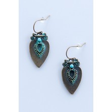 Lila Rosa Etnik Otantik Tasarım Pirinç Küpe