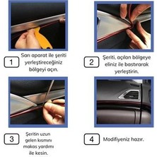 Roichill Mavi Araba Oto Trim Dekorasyon Şeridi Kauçuk Elastik Kolay Kurulum 5 Metre Şerit Bant