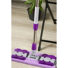 Chef Desing Sihirli Mop Yedek Bez Hediyeli Yer Mopu Fayans Duvar Yüzey Temizlik Mikrofiber Paspas Mor Renk