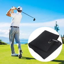 Golf Havlu Mikrofiber Su Emme Havlu Spor Salonu Silme Golf Kulüpleri Aksesuarlar Siyah (Yurt Dışından)