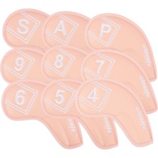 9pcs Golf Club Kafa Kapağı, 4-9, P, A, S Pu Deri Golf Demir Kafa Kapakları, Uzun Boyunlu Pembesi (Yurt Dışından)