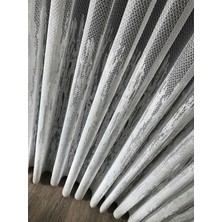 Evdepo Home Taç Alev Desen 1/3 Sık Pile Tül Perde Tek Kanat - Ekru 120 x 250 cm