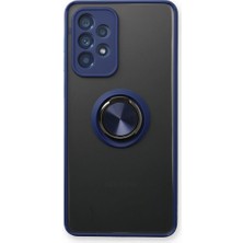 Newface Samsung Galaxy A73 5g Kılıf Montreal Yüzüklü Silikon Kapak - Lacivert 300099