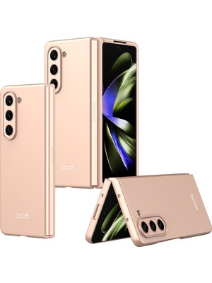 Smcase Samsung Galaxy Z Fold 5 Kılıf Kıpta Sert Pc Kapak Renkli Pembe