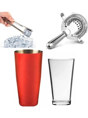 Adin Tasarım Kokteyl Seti 3 Parça Baston Shaker 750 ml Bar Süzgeci Buz Maşası Kokteyl Hazırlık Seti Bartender