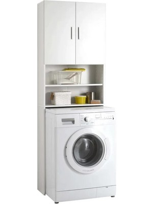 Aden Home Çamaşır Makinesi Dolabı, Klozet Üstü Raf Dolap, Beyaz Mdf Banyo Dolabı, MBNY33