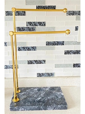 Yaren Style Mermer Ayaklı Gold Metal Banyo El Havluluk Kağıt Havluluk Standı