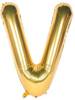 Dizayn Parti Evi Harf Balon V Gold - 16 Inc / 40 cm Goldv