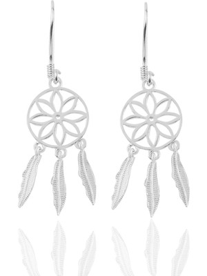 Söğütlü Silver Gümüş Beyaz Altın Rodyumlu Düş Kapanı Sallantılı Küpe SGTL12215RODAJ