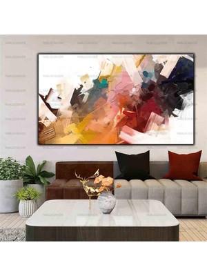 Tablo Dekor Soyut Renkli Yaglı Boya Dokulu Tablo