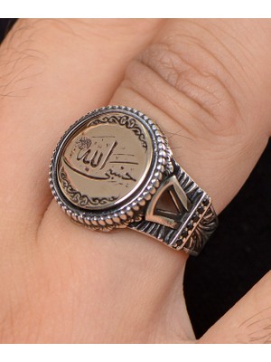 Prestige Gümüş Hasbiyallah Allah Bana Yeter Arapça Yazlı 925 Ayar Gümüş Erkek Yüzüğü