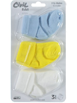 Civil Baby Bebek 3'lü Çorap Set 0-6 Ay Sarı