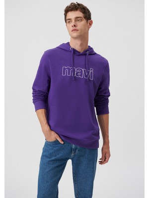 Mavi Logo Baskılı Mor Sweatshirt