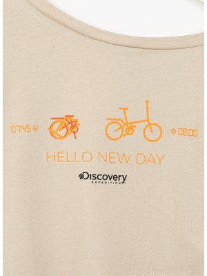 Discovery Expedition Baskılı Bej Kız Çocuk T-Shirt Hena Gırl